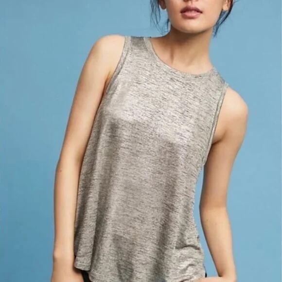 Deletta Anthropologie silver metallic sleeveless top size XS - Picture 1 of 10